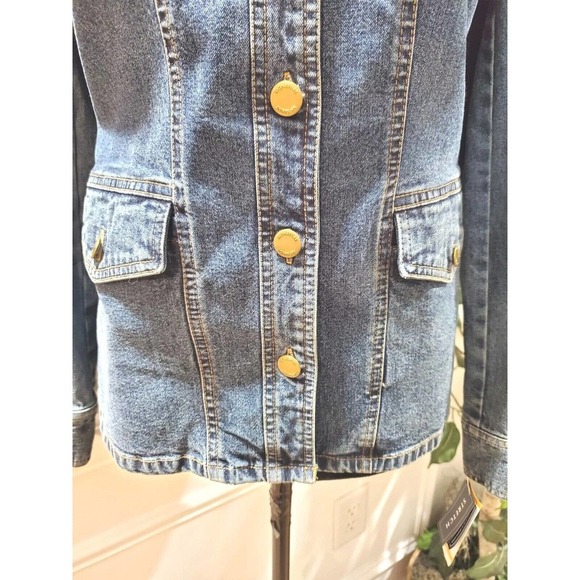 Jones NewYork Women's Denim Blue Long Sleeve Buttons Front Casual Jeans Jacket S - Picture 5 of 14